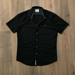 Black Casual Button Down Short Sleeve
